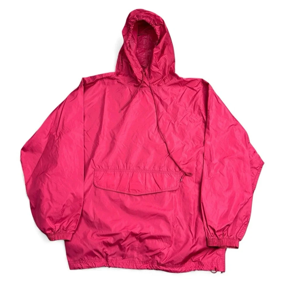 Vintage 90s Gap Jacket Mens Large Red Nylon Hooded Anorak Windbreaker